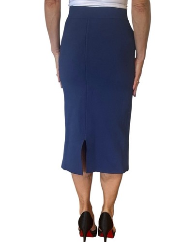 SCANLAN THEODORE SKIRT ROYAL BLUE CREPE KNIT SLIT BACK MIDI PENCIL SMALL $450 - Picture 13 of 22