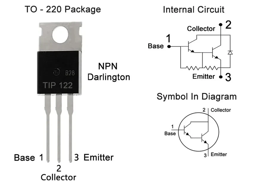 5x TIP122 Darlington Bipolar Power Transistor NPN 100V 5A TO-220 | US Ship - Image 2 of 3