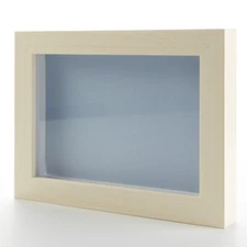 White Wash 30x30 Wood Shadow Box With Blue Acid-Free Backing 5/8 Usable Depth