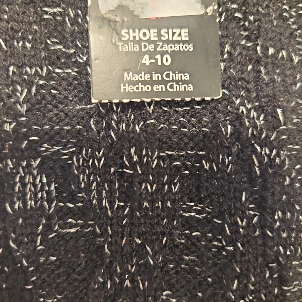 NWT Women's NOBO Crew Boot Socks Black with Metallic Silver Size 4-10 - Image 4 of 4