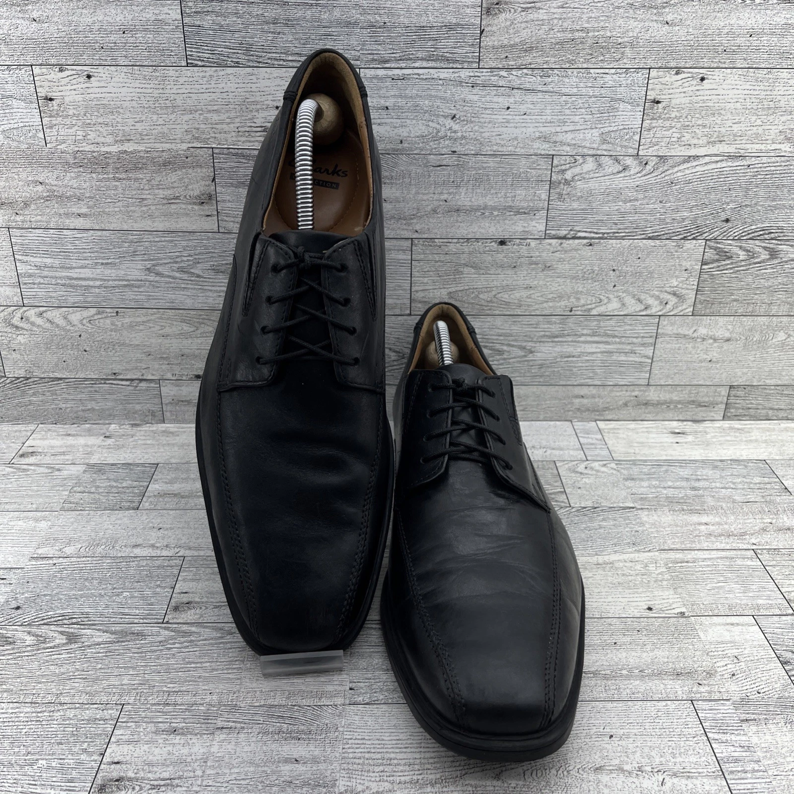 Scarpe eleganti Oxford Clarks Tilden Walk nere in pelle da uomo taglia 11 5M