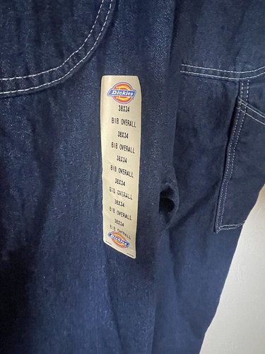 DICKIES Men's Bib Overalls - Size 38x34 - Traditional Fit Blue Denim NEW - Picture 3 of 11