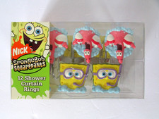 2003 Nickelodeon SpongeBob Shower Curtain Hooks Patrick,Star,  Sandy Cheeks