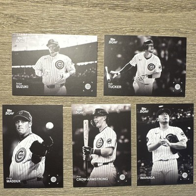 Topps Black & White 2025 CUBS Lot of 5 Suzuki Tucker Maddux Crow-Armstrong 