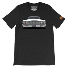 1963 Chevy White IMPALA The Legend Classic Car, Gift Men's T-shirts  Made in USA