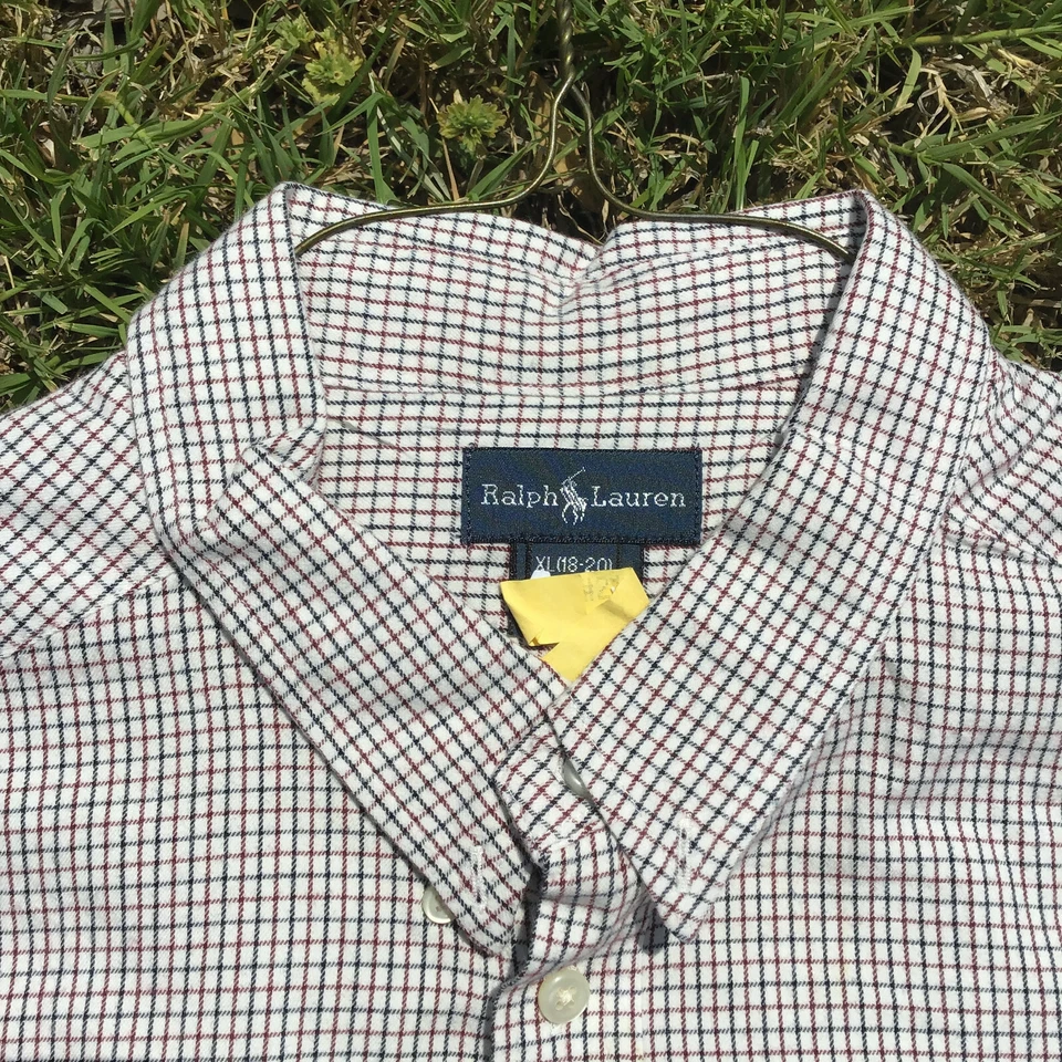 Camisa de vestir Polo Ralph Lauren con botones a cuadros beige niño joven talla XL (18-20) Foto 2 de 4