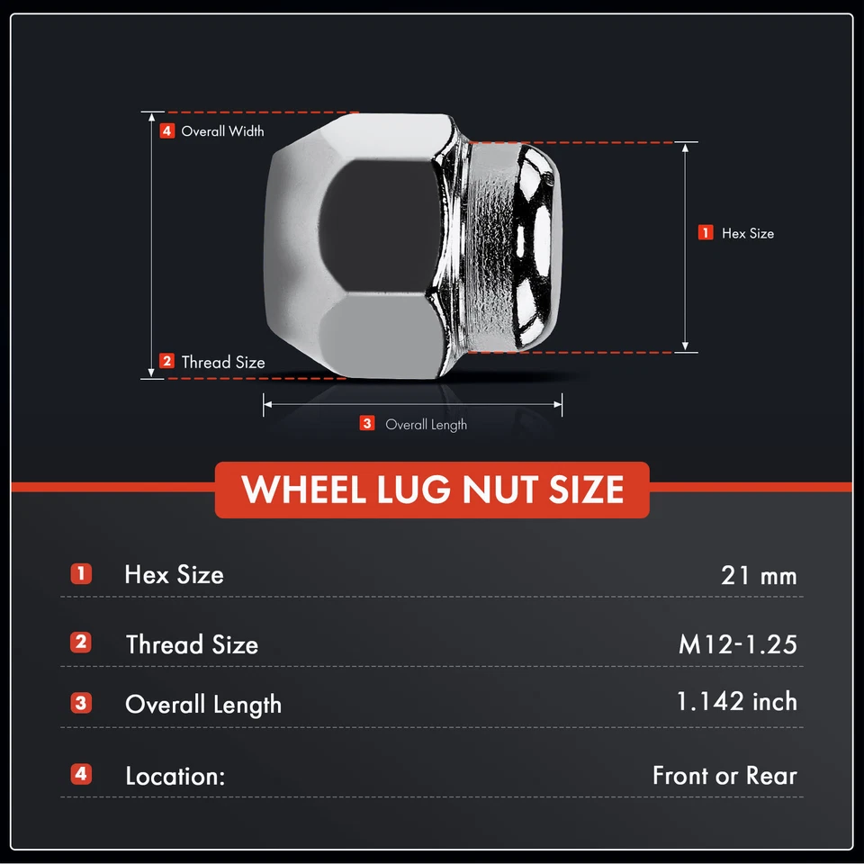 16x Tuerca de rueda delantera y trasera M12-1.25 para Nissan Frontier 350Z Infiniti G20 35 Foto 2 de 4