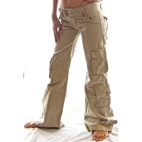 Lange gerade Beine Damenhose Cargo mehrere Taschen lose Freizeit Outdoorhose - Bild 34 von 48