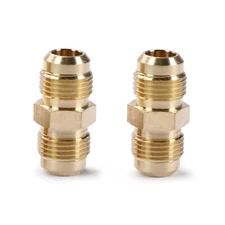 U.S. Solid Brass Pipe Flare Fitting Gas Connector 3/8" Male x 3/8" Male, 2pcs