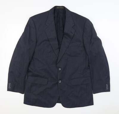 Marks and Spencer Herren Sakko Anzugjacke Blau Wollmischung Größe 40