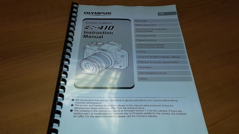 OLYMPUS E-410 CÁMARA DIGITAL IMPRESA MANUAL DE INSTRUCCIONES GUÍA DE USUARIO 128 PÁGINAS