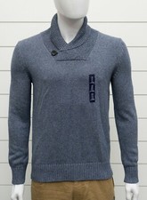 NWT Mens GAP Shawl Neck Sweater Navy Heather 100 Cotton - 148547
