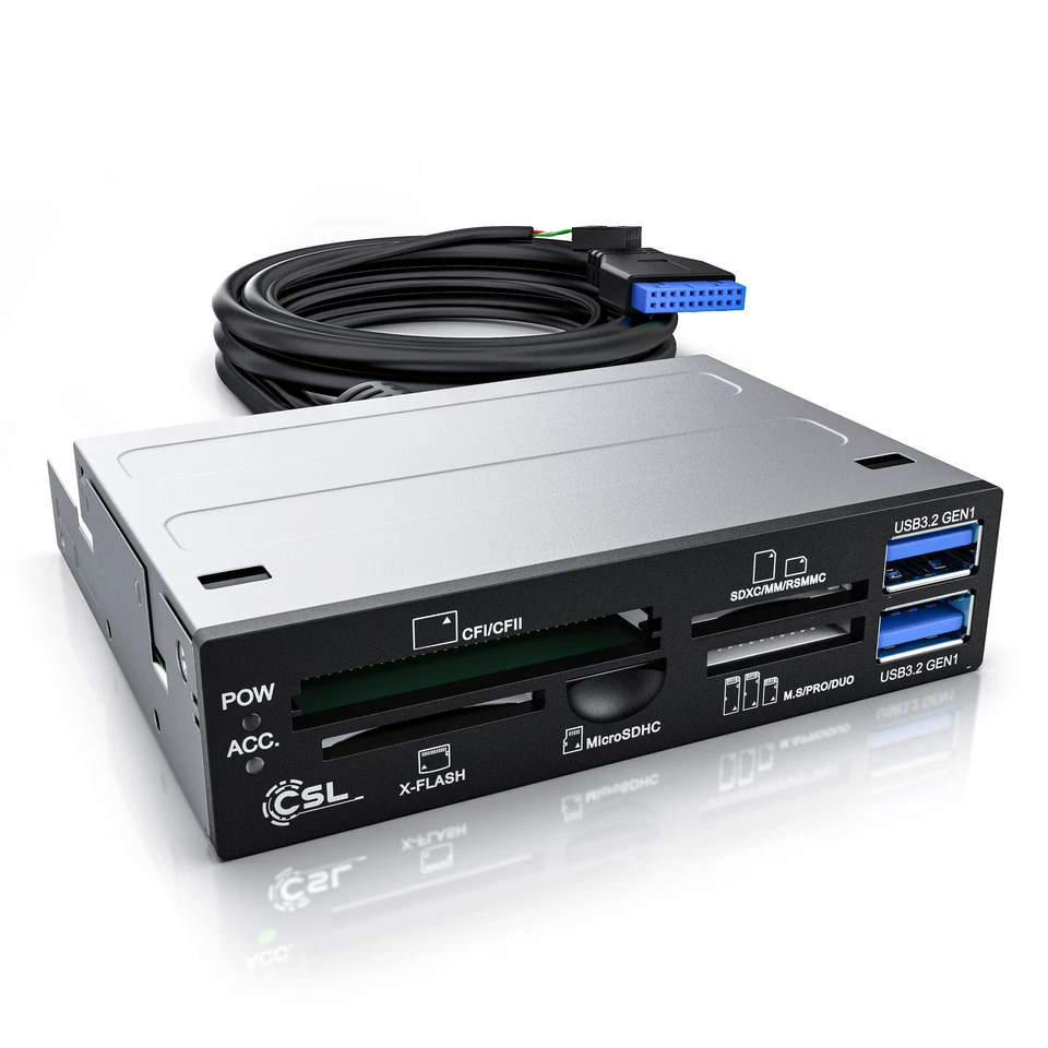 CSL USB 3.0 Multi-Cardreader Super Speed USB 3,5" Multi-Frontpanel Schwarz - Bild 2 von 4