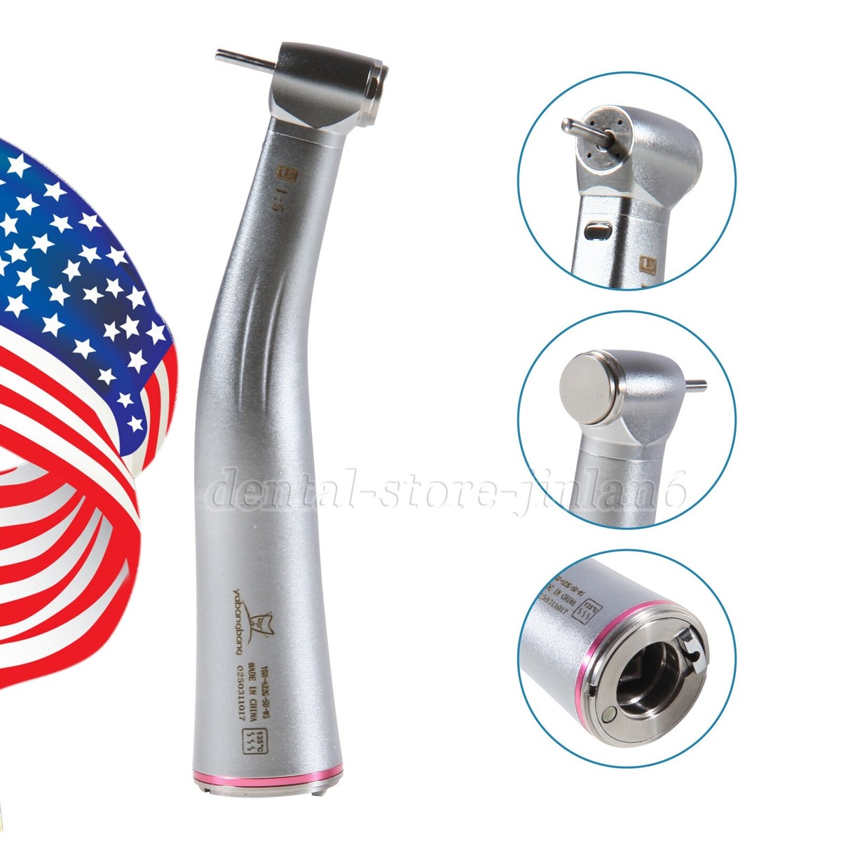 Dental 1:5 Increasing Contra Angle LED Handpiece - Fits NSK Electric Motor (KV Series)
