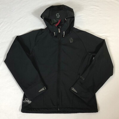 Scott Womens Softshell Black Ski Hooded Zip Snowboard Jacket Coat Medium 8-10
