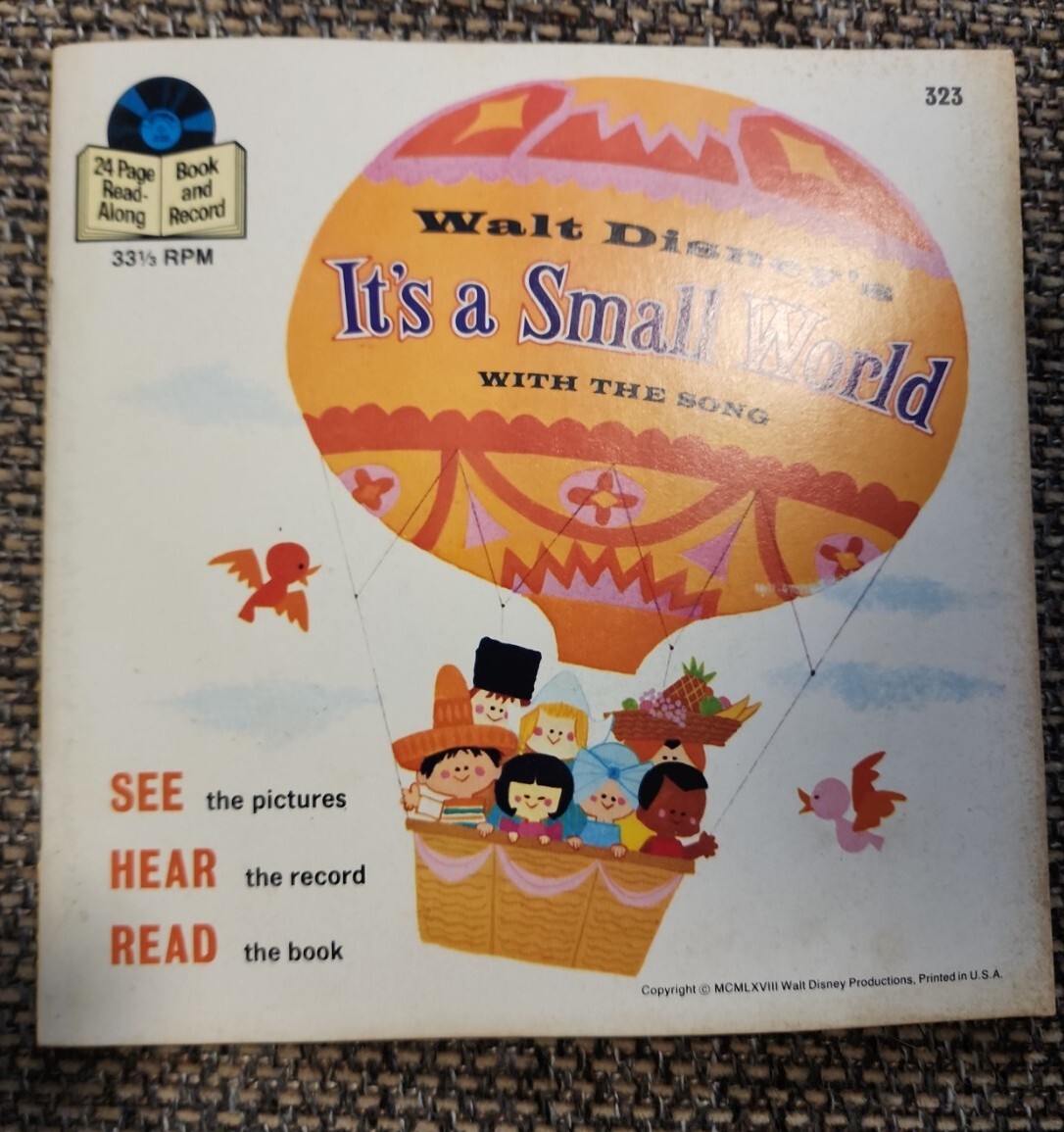 WALT DISNEY'S IT'S A SMALL WORLD Read Along Book And Record #323
