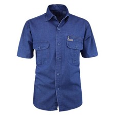 Herren Jeanshemd mit Tasche Halbarm Kurzarm B...