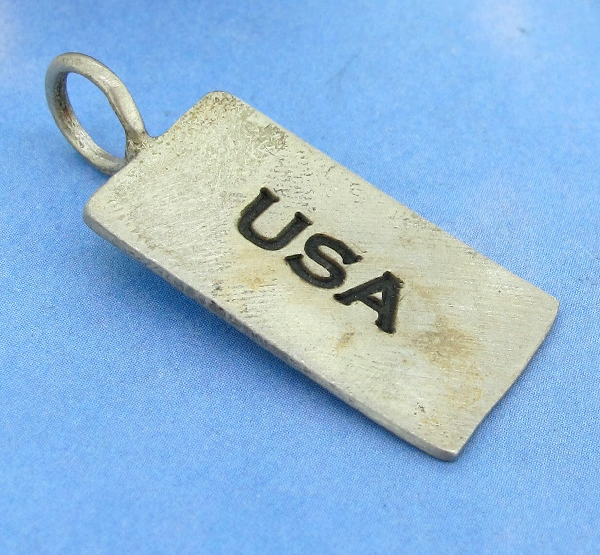 Mate Sterling Silver Rectangle Shape USA Pendant - image 1