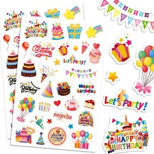 Birthday Celebration Stickers - 660 Count Adhesive for Gifts & Decorations