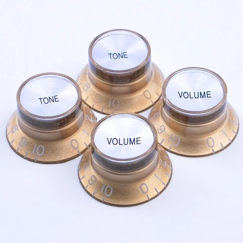 Top Hat Bell Reflector Knob Volume Tone for Gibson Epiphone LP SG-Gold Silver