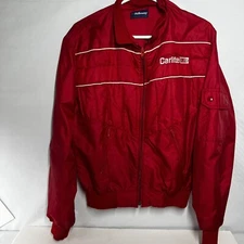Holloway Ford Carlite Satin Jacket M vtg Red