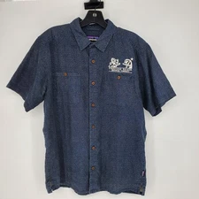 Patagonia Firestone Walker Brewing Shirt Mens Medium Blue Geometric Print