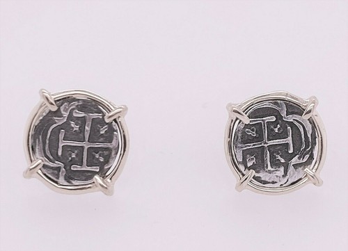 Atocha Shipwreck Coin Earrings - 925 Sterling Silver - Sunken Treasure Jewelry