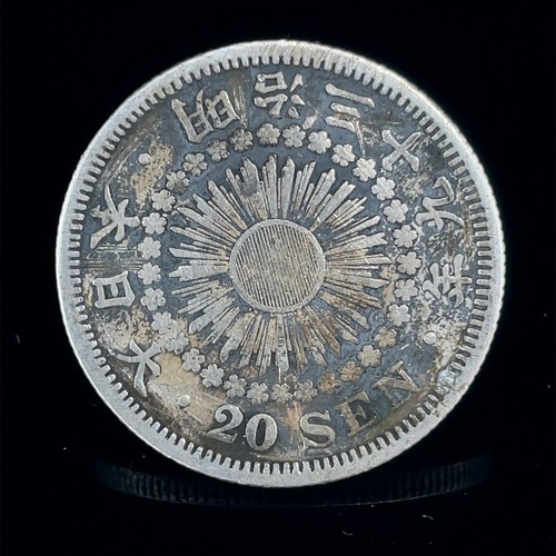 Japan 20 Sen Silver 1906, Japanese Meiji Emperor Year 39 Coin #8 Y#30 - Picture 2 of 4