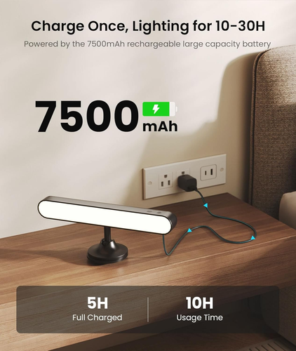 Rechargeable Wall Sconces LED Wall Lights with 7500Mah Battery Lamp for Bedroom, - Picture 3 of 9