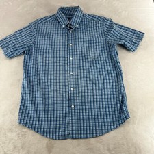 George Blue Check Short Sleeve Button Up Shirt Men Size: M