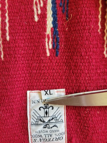 Authentic Ortega' s Men's XL (46)Deep Red Hand Woven Wool Chimayos N.M. - Picture 9 of 9