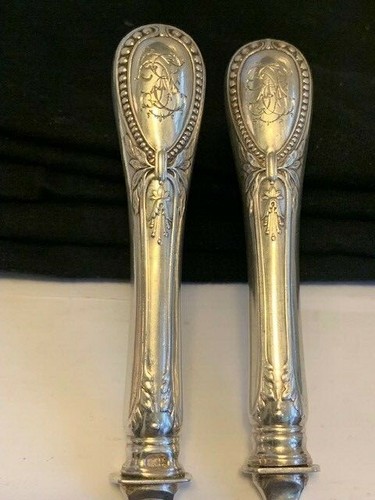 Antique 750M Sterling Silver Fish Knife and Fork Set 1800's.-D306 - Picture 4 of 7