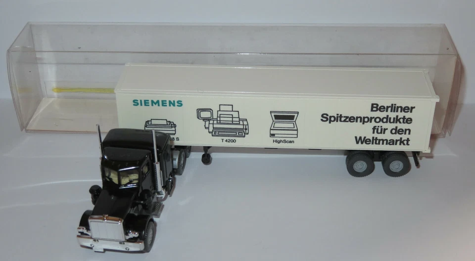 WIKING HO 1/87 CAMION PETERBILT SEMI-REMORQUE CONTAINER SIEMENS US TRUCK 527/129 - Photo 2/4