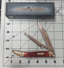 Classic Large Fish Knife - Beautiful Red Jigged Bone Handles Rough Rider Rr1401