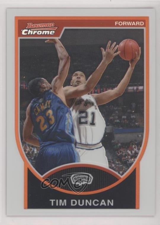 2007 Bowman Draft Picks & Stars Chrome Refractor 105/299 Tim Duncan #21 HOF 9b3
