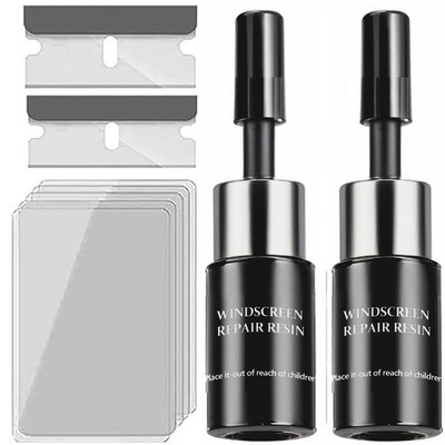 2x Windshield Repair Kit Fix Car Glass Windcreen Chip Crack Tool Resin Auto DIY