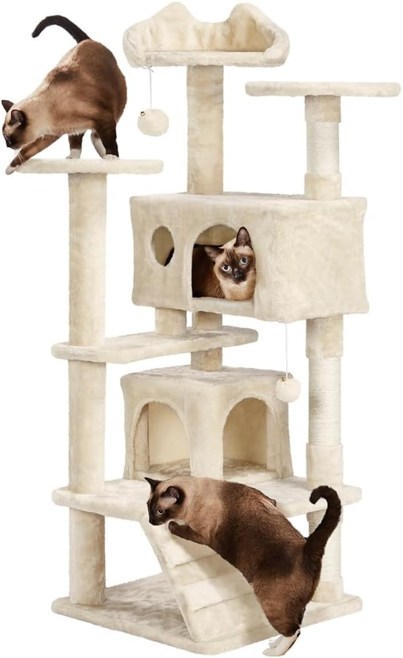 Albero Gatti Alta Stabilità 139 cm - 3 Pali Sisal e Struttura Rinforzata