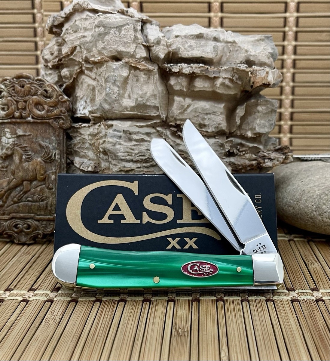 Case XX USA Green Pearl Kirinite 24410 Stainless Red Sparxx