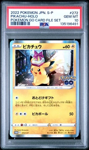 2022 POKEMON JPN S PROMO POKEMON GO CARD FILE SET #272 PIKACHU-HOLO PSA 10