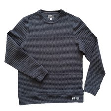 NOBULL Sweatshirt Men Medium Black Quilted Waffle Crewneck Pullover