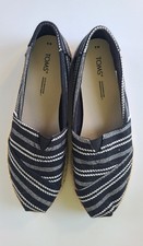Toms Women's Alpargata Slip-On Flats Casual Sz 8 Black with White Stripes