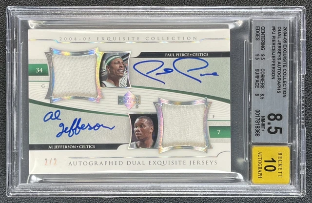 PAUL PIERCE AL JEFFERSON BGS 8.5 2004 UPPER DECK EXQUISITE DUAL JERSEY AUTO 2/2