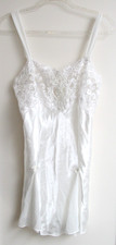 Vintage Dentelle Bridal Slip, Gown Sz M Satin, Lace, Seed Pearls, Sequins, Swags