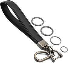 Car Fob Key Chain Genuine Leather Wristlet Strap Keychains Holder for Men and Wo