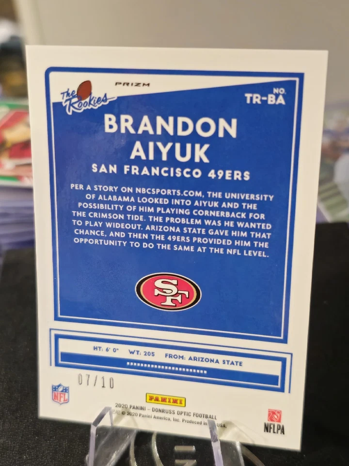 2020 Panini Donruss Optic THE ROOKIES GOLD PRIZM #TR-BA Brandon Aiyuk RC #7/10🔥 - Image 4 of 4