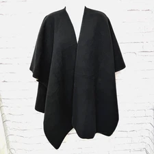 Woolrich Reversible Cape Poncho Shawl One Size Fleece Black Tan