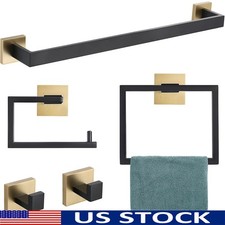 5 Piece Bathroom Hardware Set Towel Bar Toilet Paper Holder Wall Mounted New