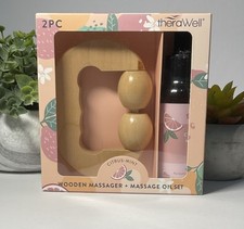 Thera Well Wooden Massager  Citrus Mint Oil Set   Relax  Rejuvenate 