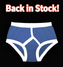 Men’s Blue Y Front Briefs 100% Cotton Quality Retro Vintage Style