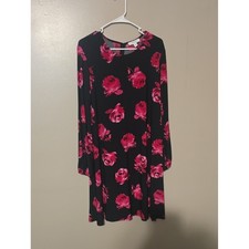 NINE WEST Womens Lea Long Sleee Dress Dress Black Pink Size 14